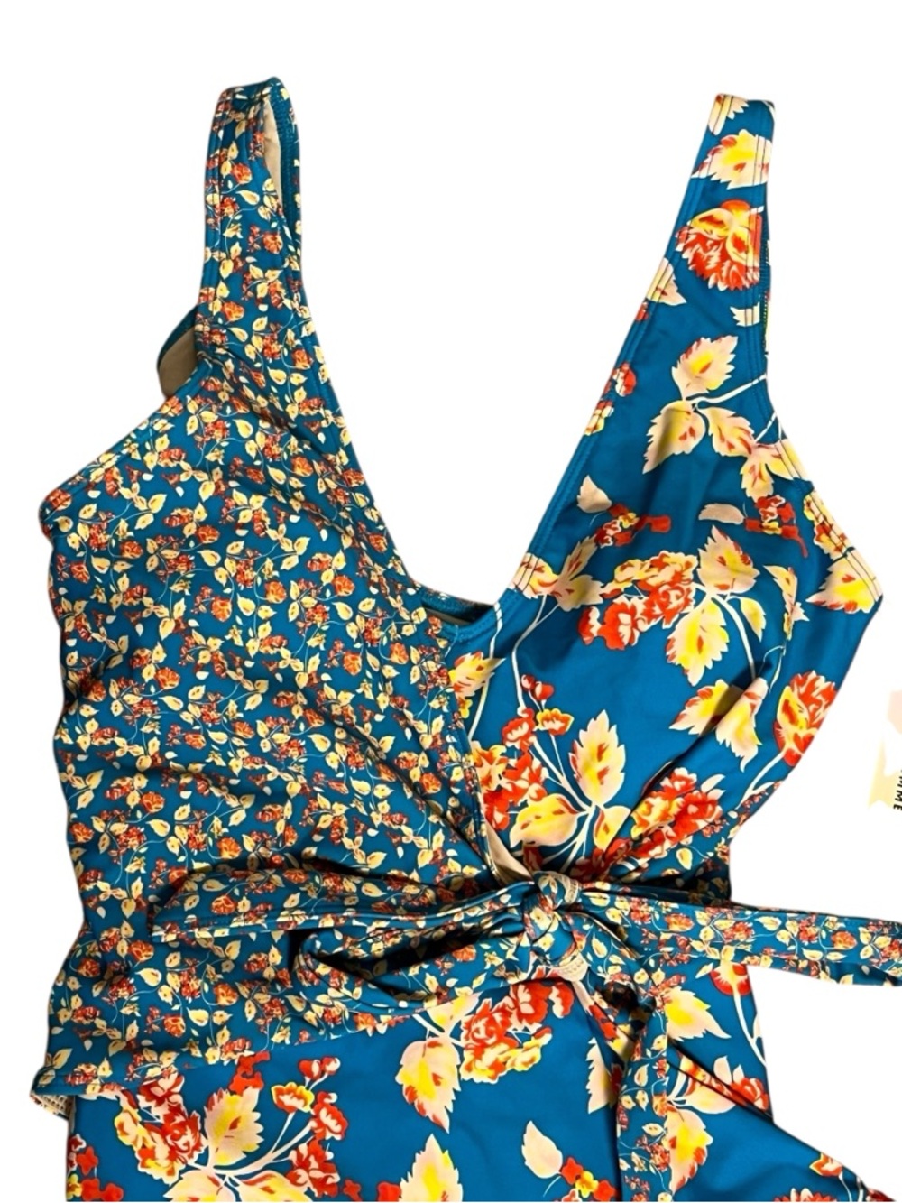 Summersalt x DVF The Perfect Wrap One Piece Swimsuit Floral Teal  NWT 2022 6LT - Picture 10 of 16
